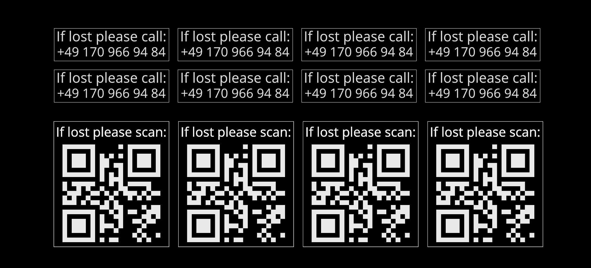iD sticker with QR code - If lost please call: