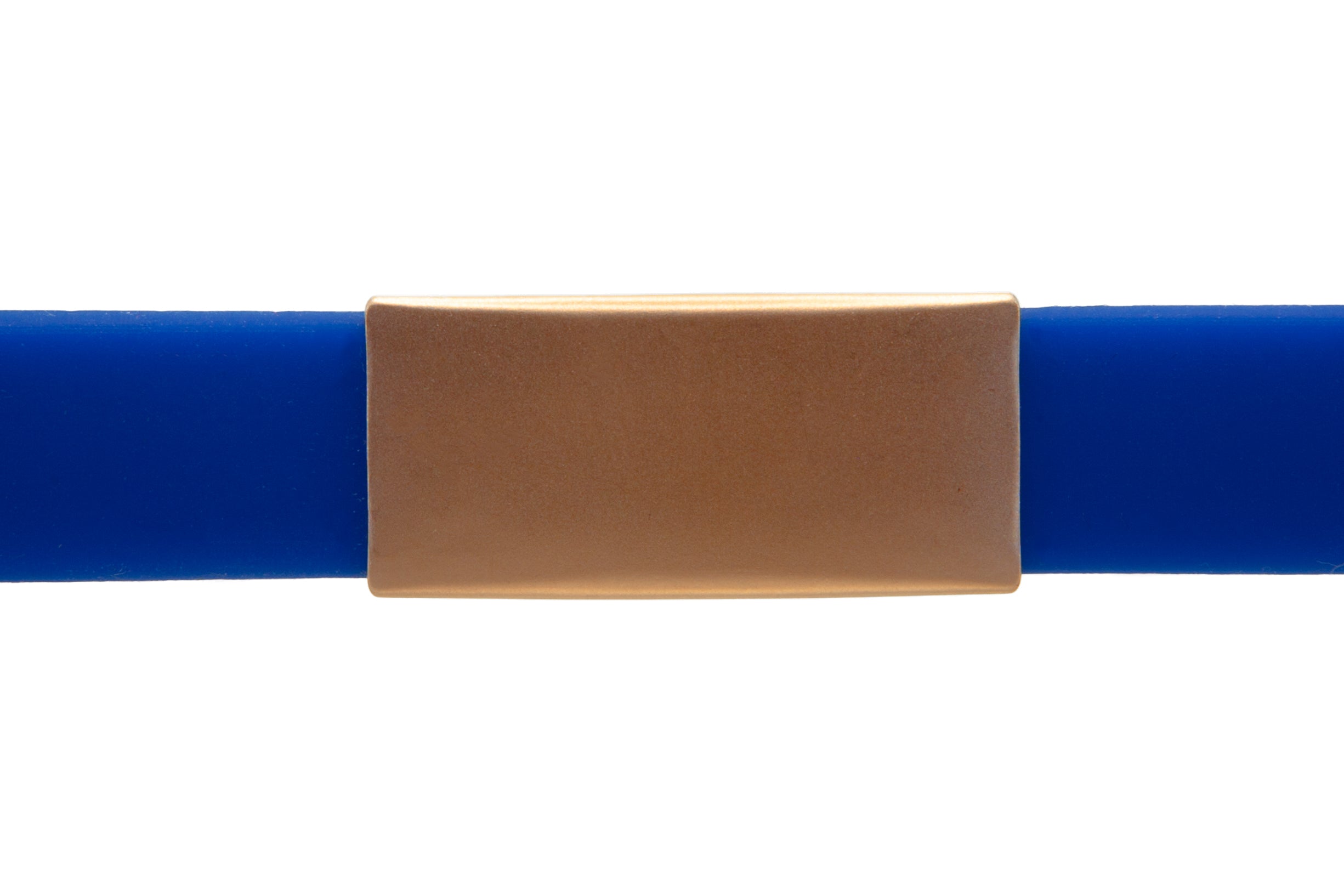 Info-Armband - rosé-goldfarbener iD-Tag mit blauem Armband