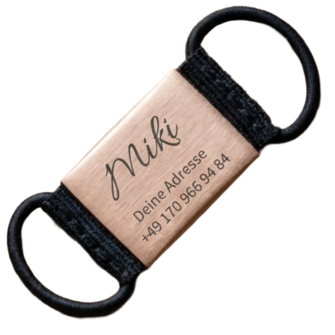 Lautlose Hundemarke mit Gravur (rosé-goldfarben)