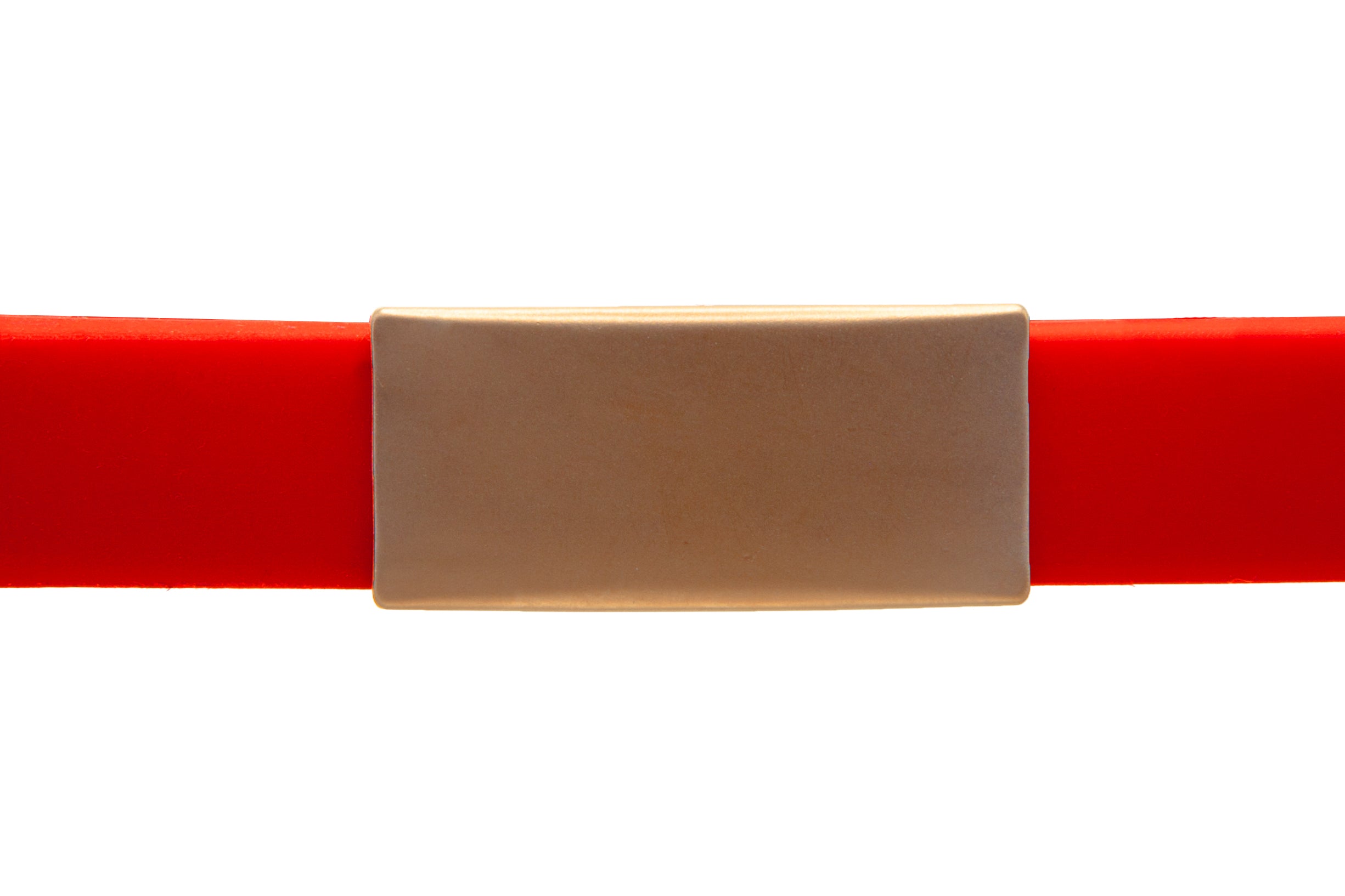 Info-Armband - rosé-goldfarbener iD-Tag mit rotem Armband