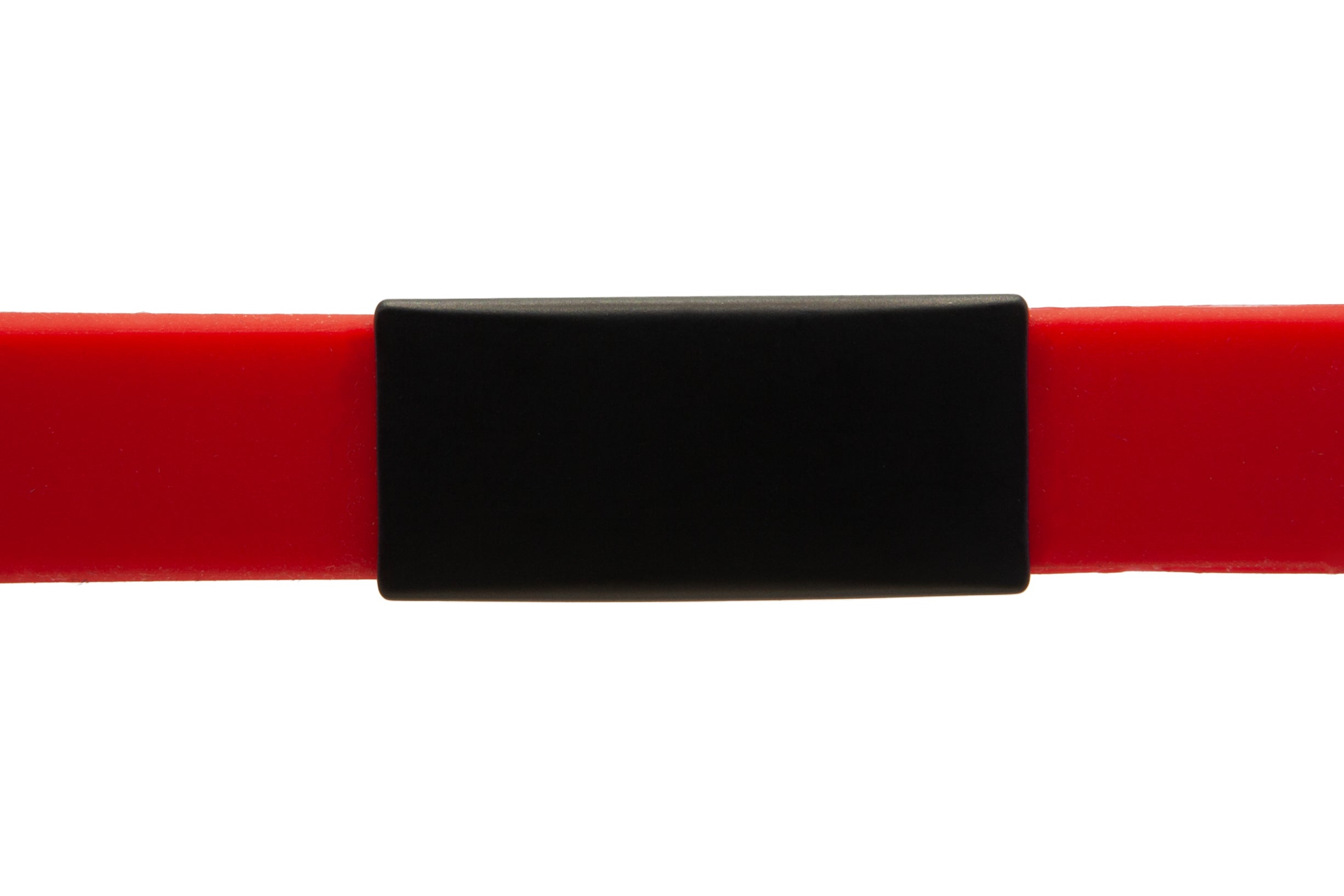 SOS-Info Armband - schwarzer iD-Tag mit rotem Armband