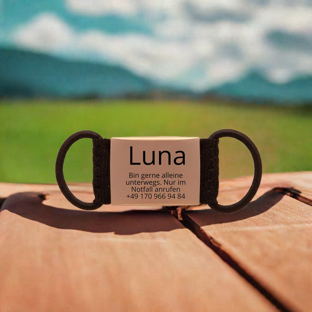 Lautlose Hundemarke mit Gravur (rosé-goldfarben)