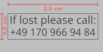 iD sticker with QR code - If lost please call: