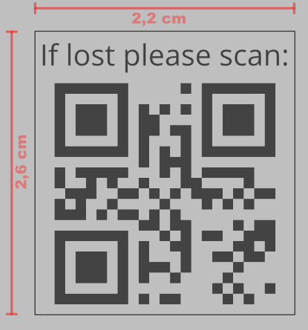 iD sticker with QR code - If lost please call: