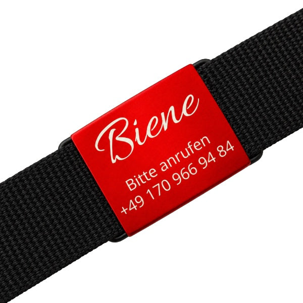 Lautlose Hundemarke mit Gravur – Kein Klappern am Halsband - rot