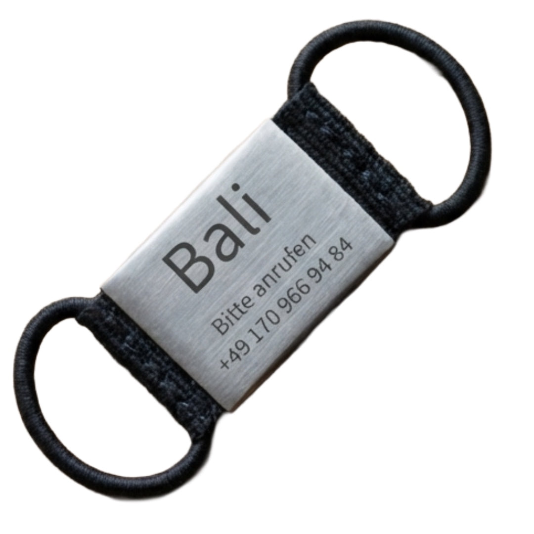 Lautlose Hundemarke mit Gravur (grau)