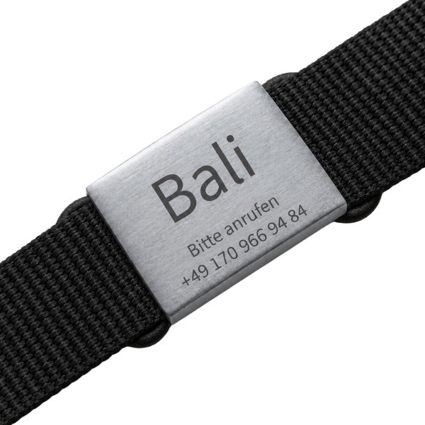 Lautlose Hundemarke mit Gravur – Kein Klappern am Halsband - grau